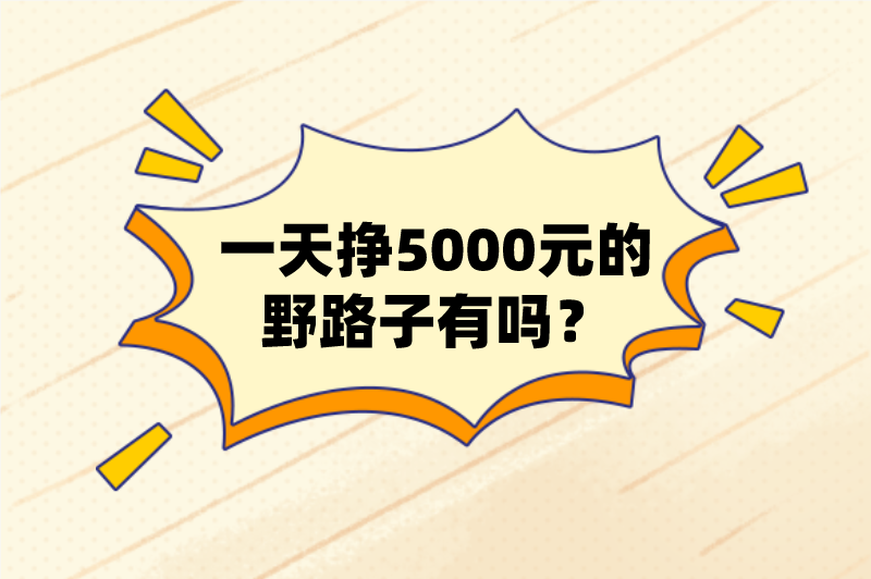 一天挣5000元的野路子有吗？这3个赚钱方法，一天收入不少